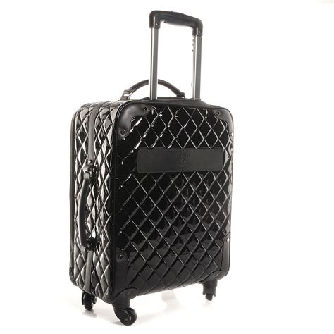 chanel luggage rolling trolley diamond quilted black|CHANEL Vinyl Calfskin Quilted Trolley Rolling Luggage Black .